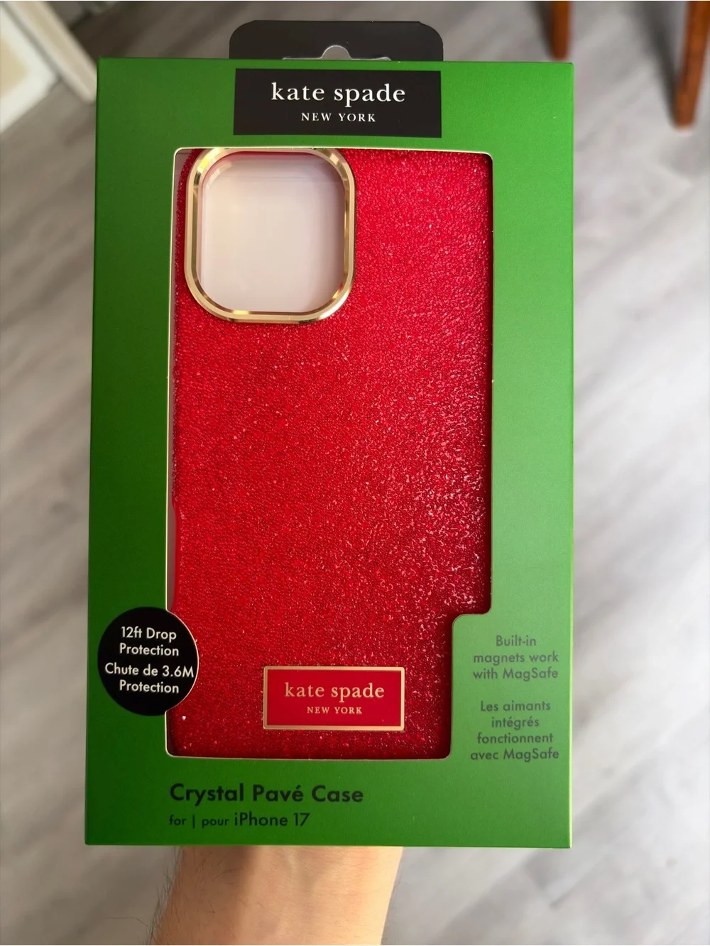 kate spade New York Red Crystal Pavé iPhone 17 Case NEW IN BOX